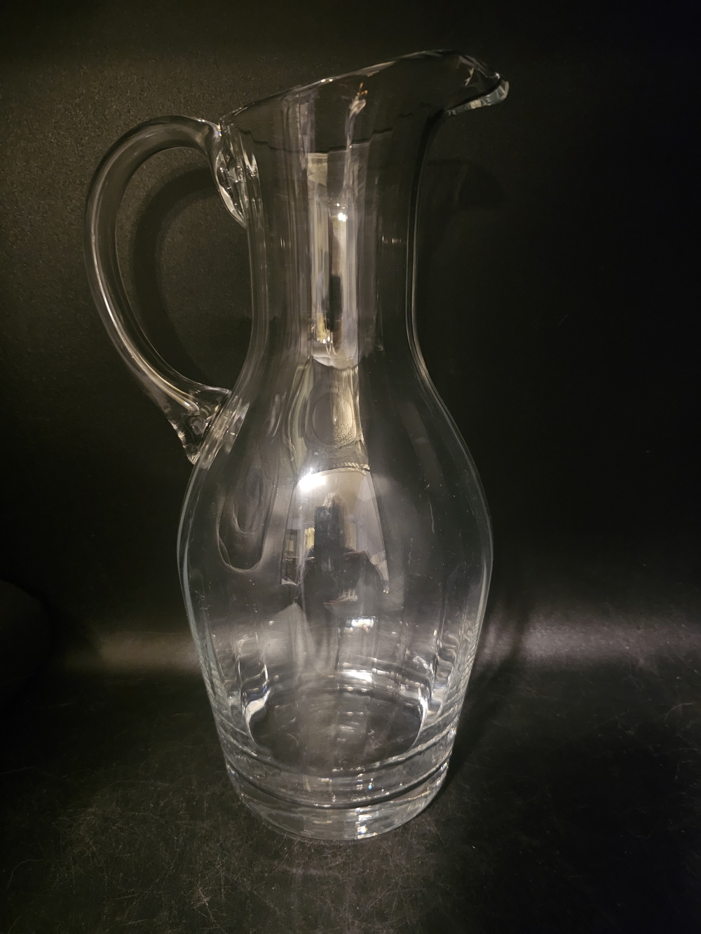 Vintage Hand Blown Crystal Glass Vase With Applied Handle